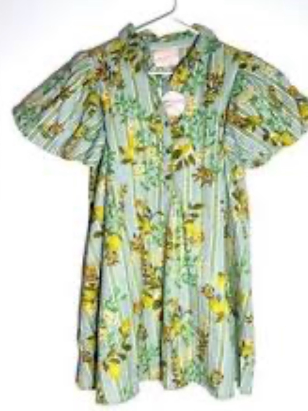 Us Together Lemon and floral print striped shirt dress- Size Small